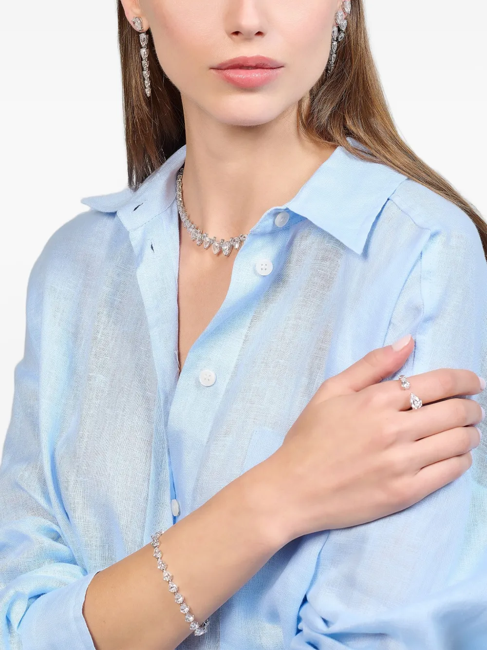 Anabela Chan Diamond Pear Drop Earrings In Silver