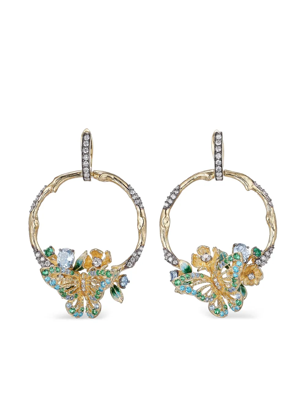 Anabela Chan 18k Gold Vermeil Floral-motif Multi-stone Earrings In Gold