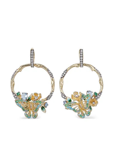 Anabela Chan 14K yellow gold and 18K gold vermeil Orchard multi-stone hoop earrings