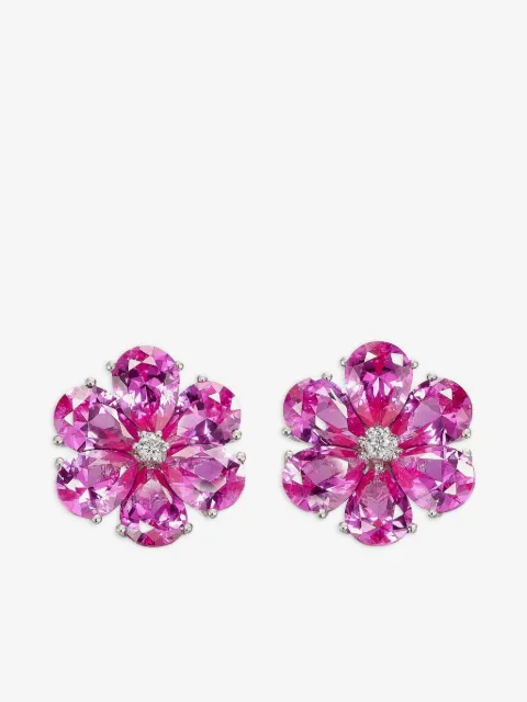 Anabela Chan 14K white gold and rhodium vermeil Marguerite Daisy sapphire and diamond earrings