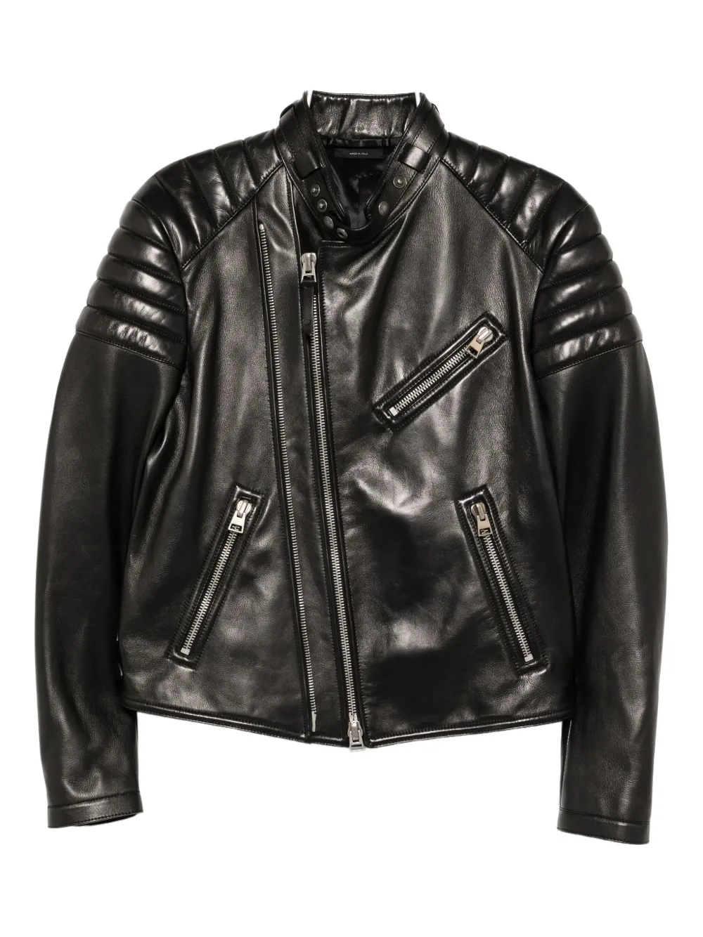 Tom Ford Leather Biker Jacket In Black