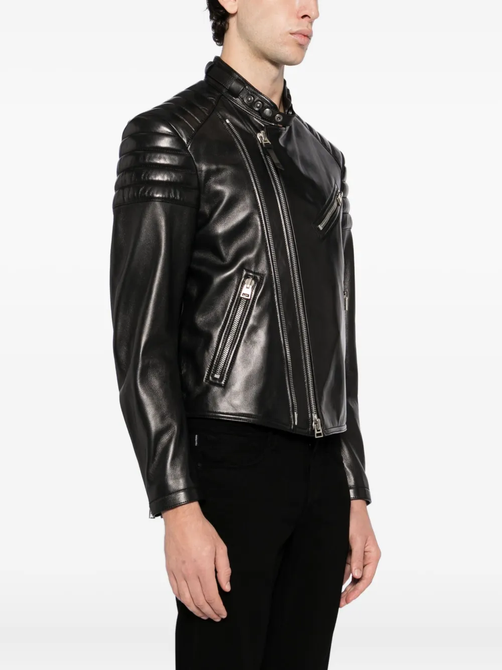 TOM FORD Leren bikerjack Zwart