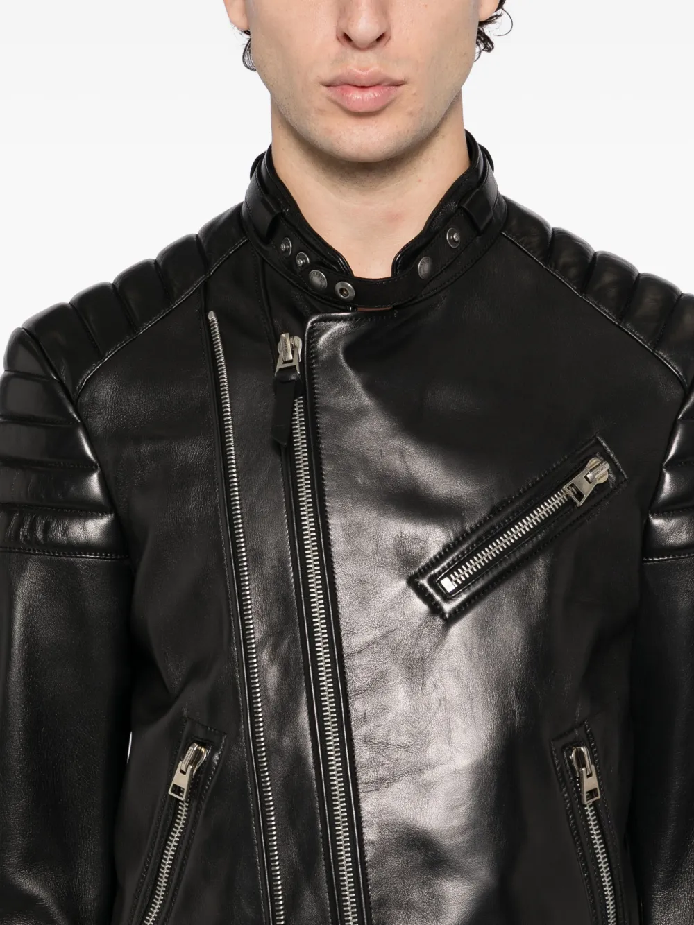 TOM FORD Leren bikerjack Zwart