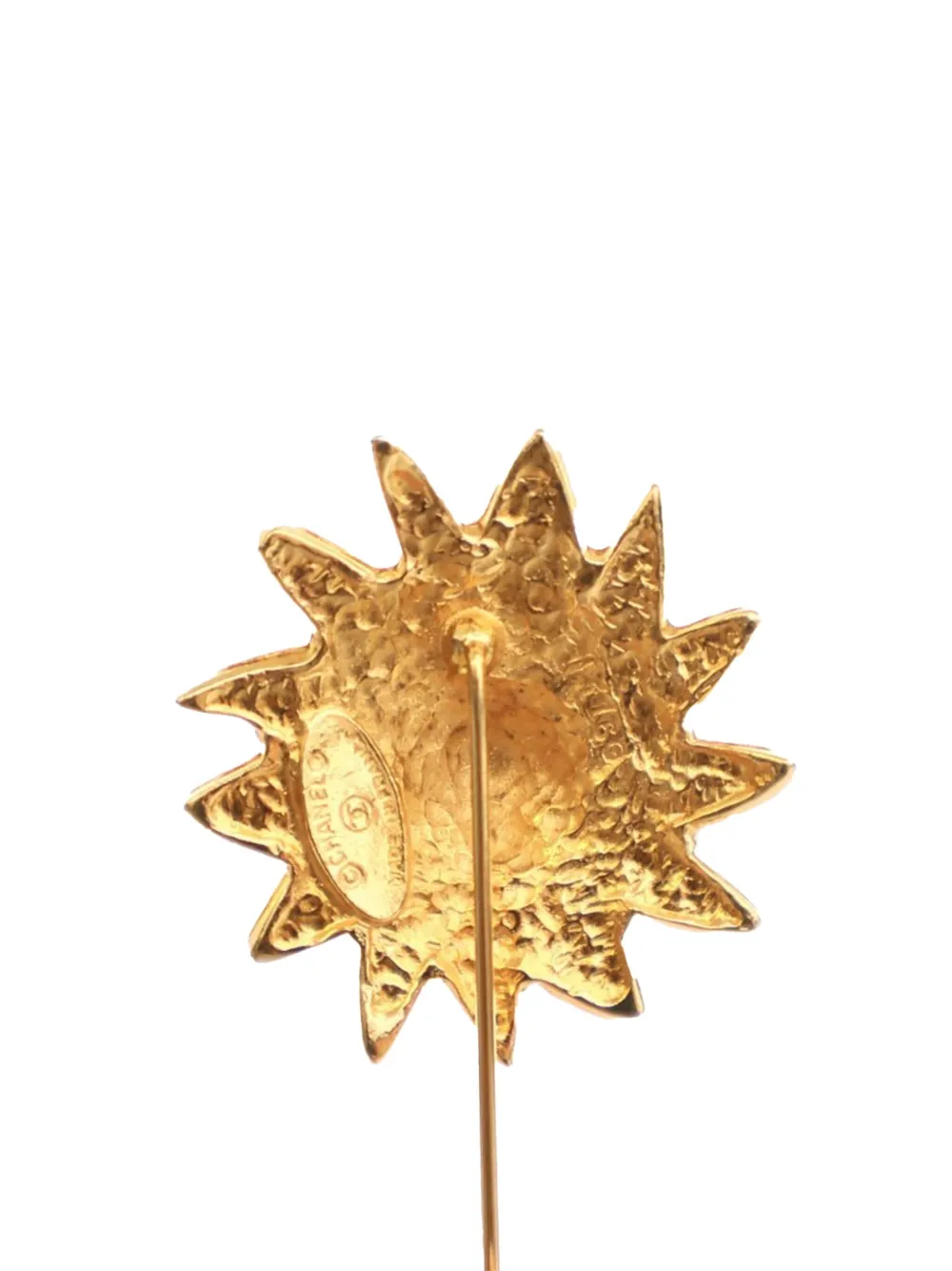 Pre-owned Chanel 1970-1980 Gold Plated Lion Head Pin Brooch Costume Brooch