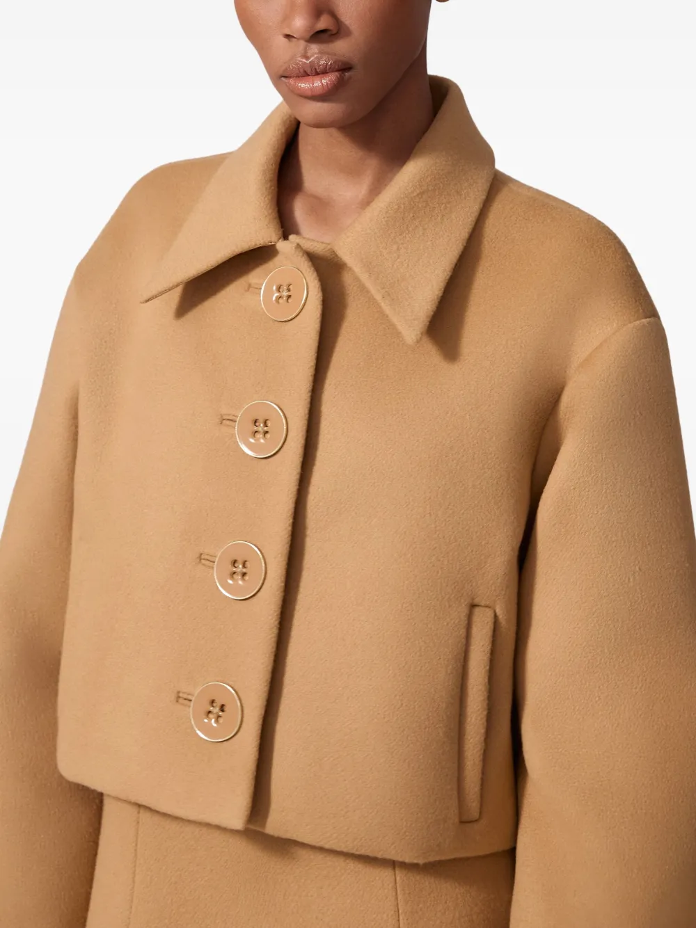 Carolina Herrera Cropped Wool Jacket In Brown