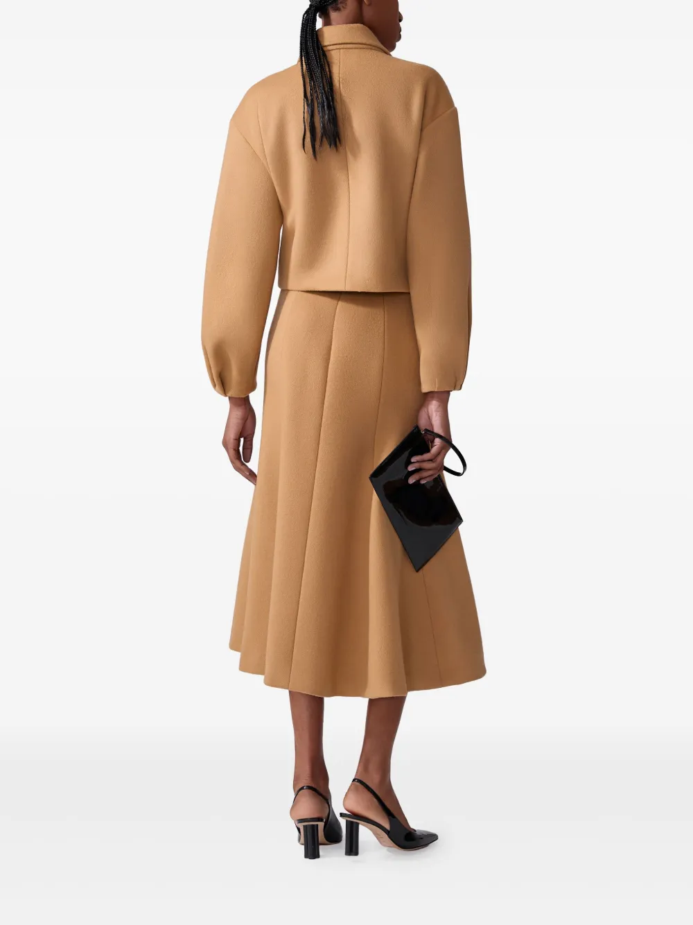 Carolina Herrera Cropped Wool Jacket In Brown