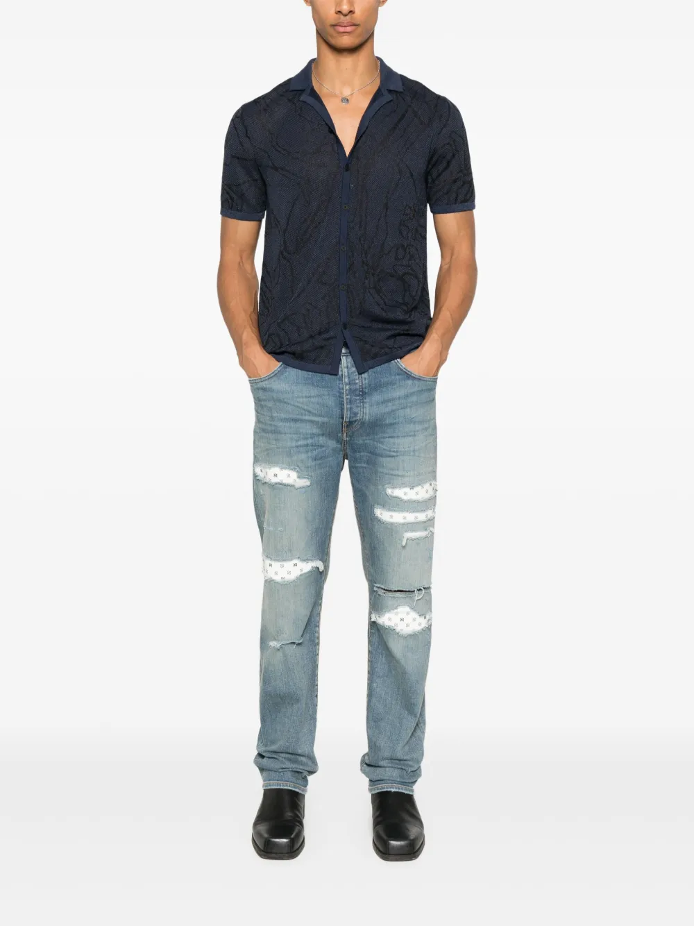 John Varvatos Overhemd met korte mouwen - Blauw
