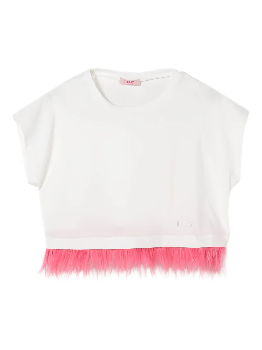 Liu Jo Kids playera con ribete de plumas | blanco | Image 1
