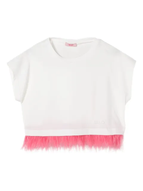 Liu Jo Kids feather-trimmed t-shirt