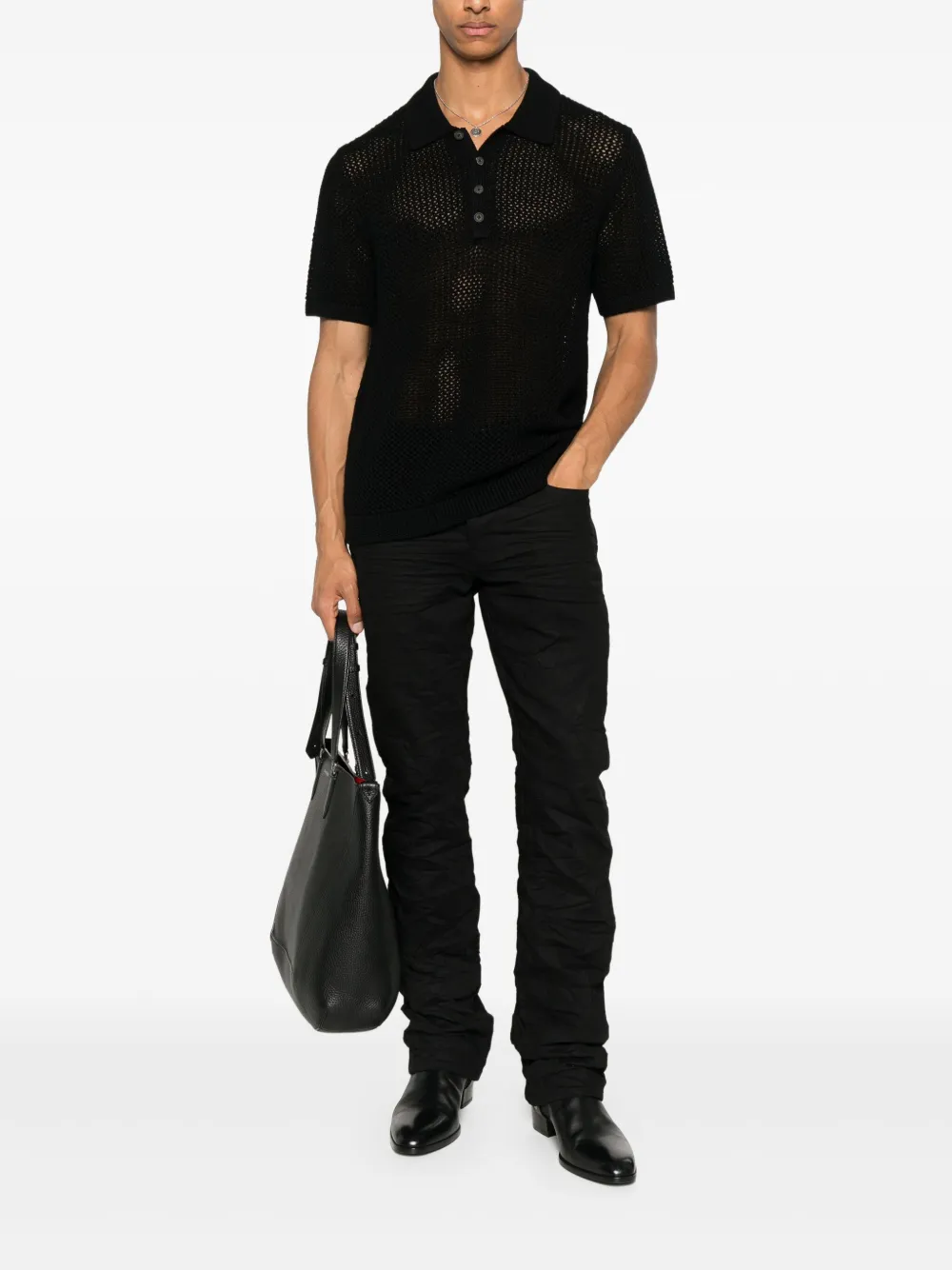 John Varvatos Poloshirt van gerecycled polyester - Zwart