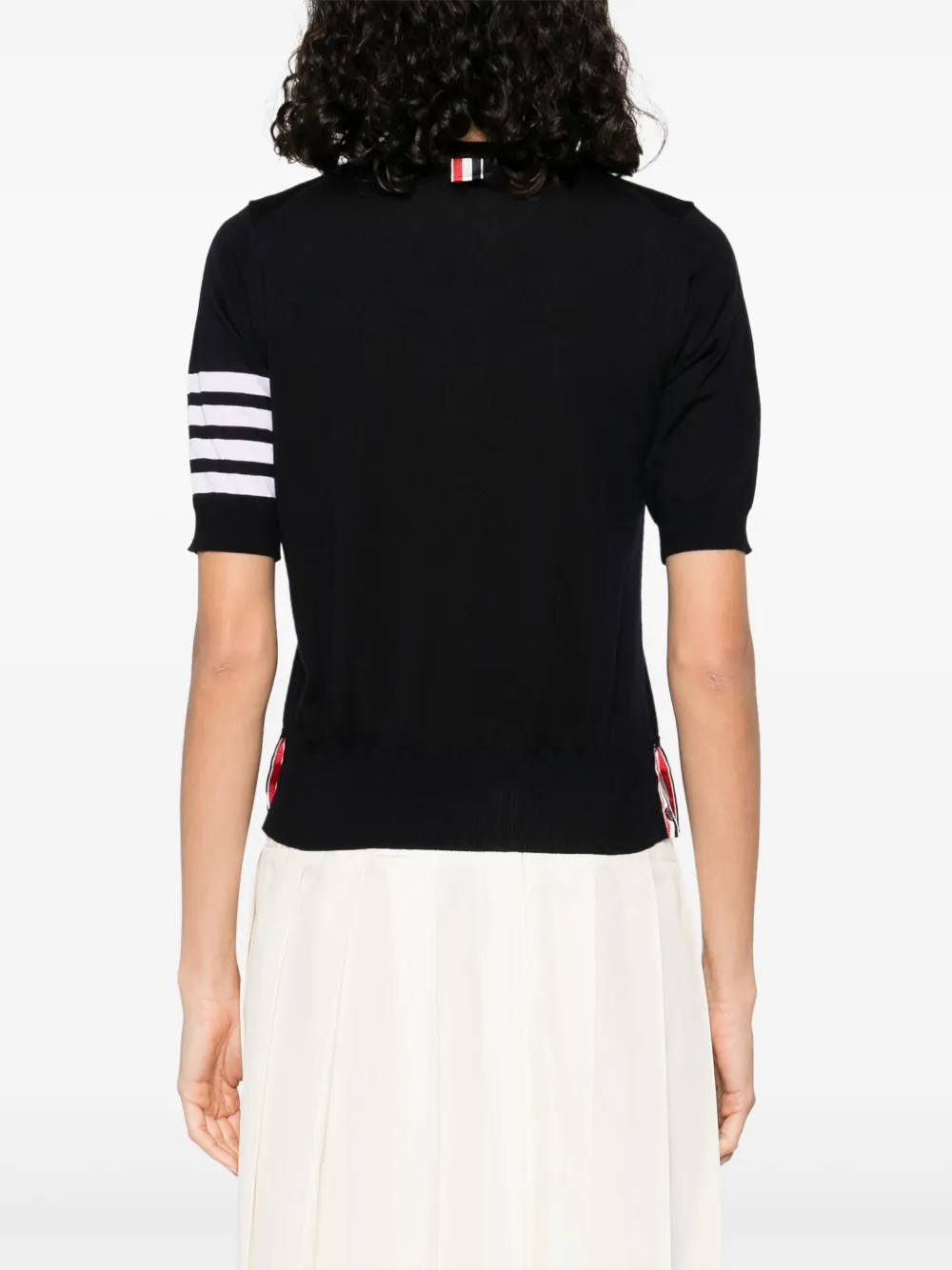 Thom Browne Striped fijngebreid T-shirt Blauw