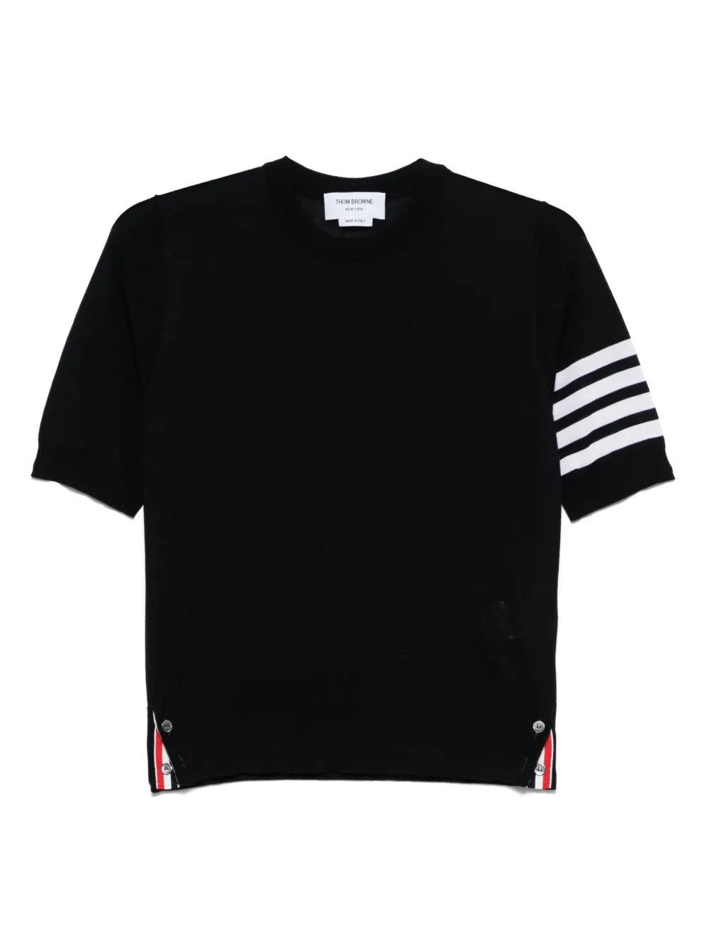 Thom Browne Stripes ファインニット Tシャツ - ブルー Thom Browne Stripes ファインニット Tシャツ - ブルー