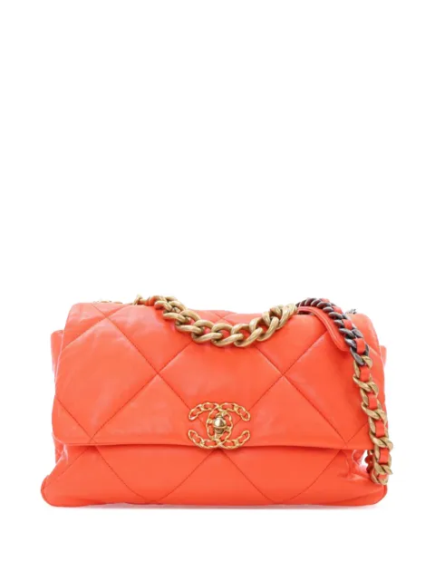 CHANEL Pre-Owned bolsa satchel 19 Flap grande de piel de cordero 2020