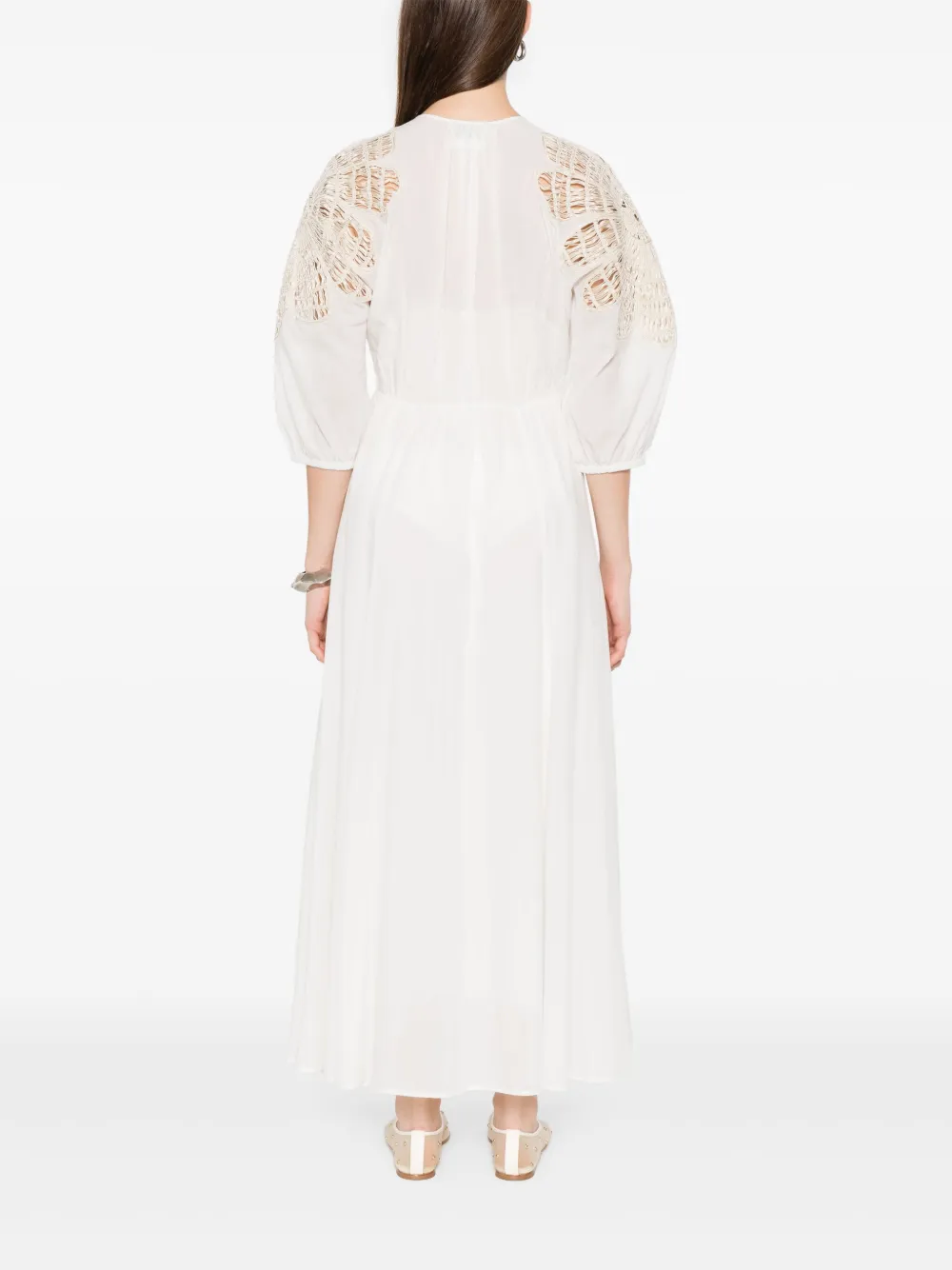 Shop Forte Forte Embroidered-shoulder Maxi Dress