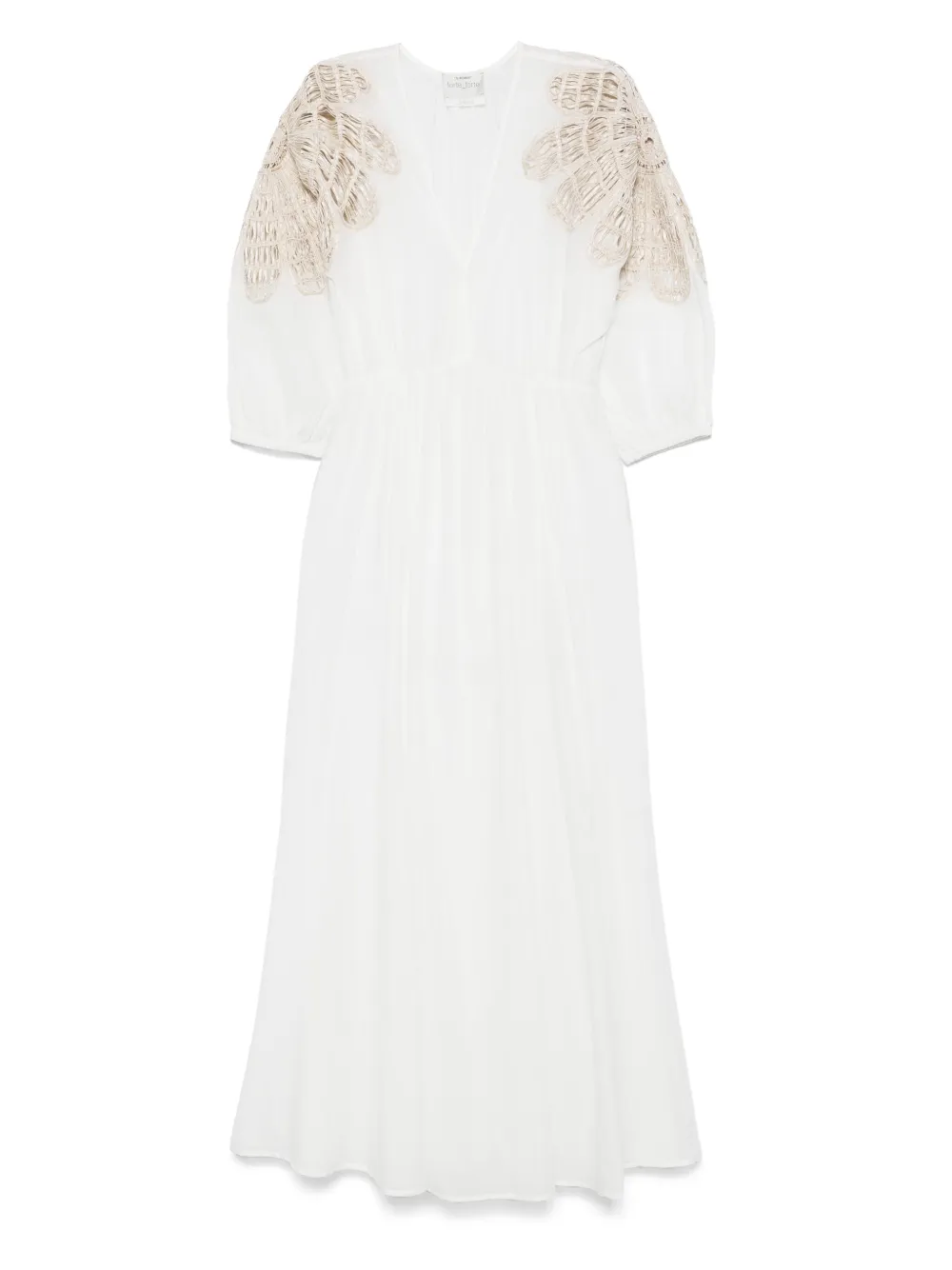 Forte Maxi-jurk met geborduurde schouders Wit