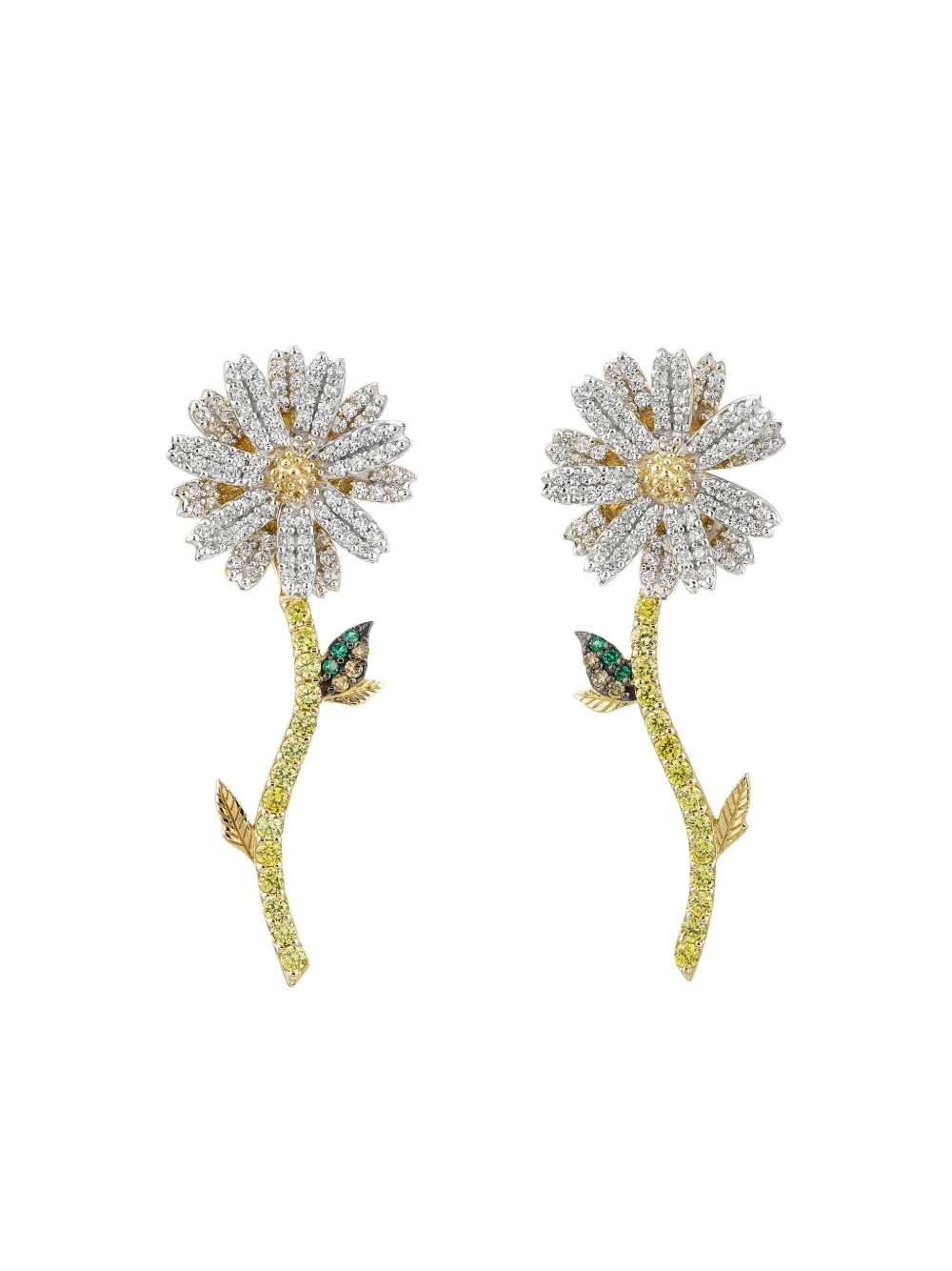 Anabela Chan 14K gold Daisy laboratory-grown diamond and emerald Anabela Chan 14K gold Daisy laboratory-grown diamond and emerald