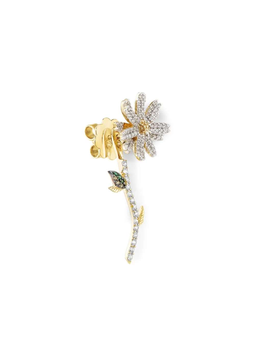 18k Gold Vermeil Daisy Laboratory-Grown Diamond And Emerald Earrings