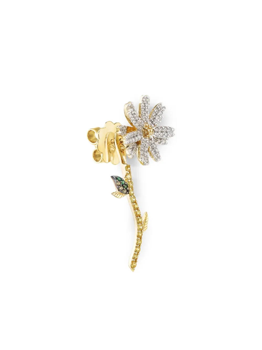 18k Gold Vermeil Daisy Laboratory-Grown Diamond And Emerald Earrings
