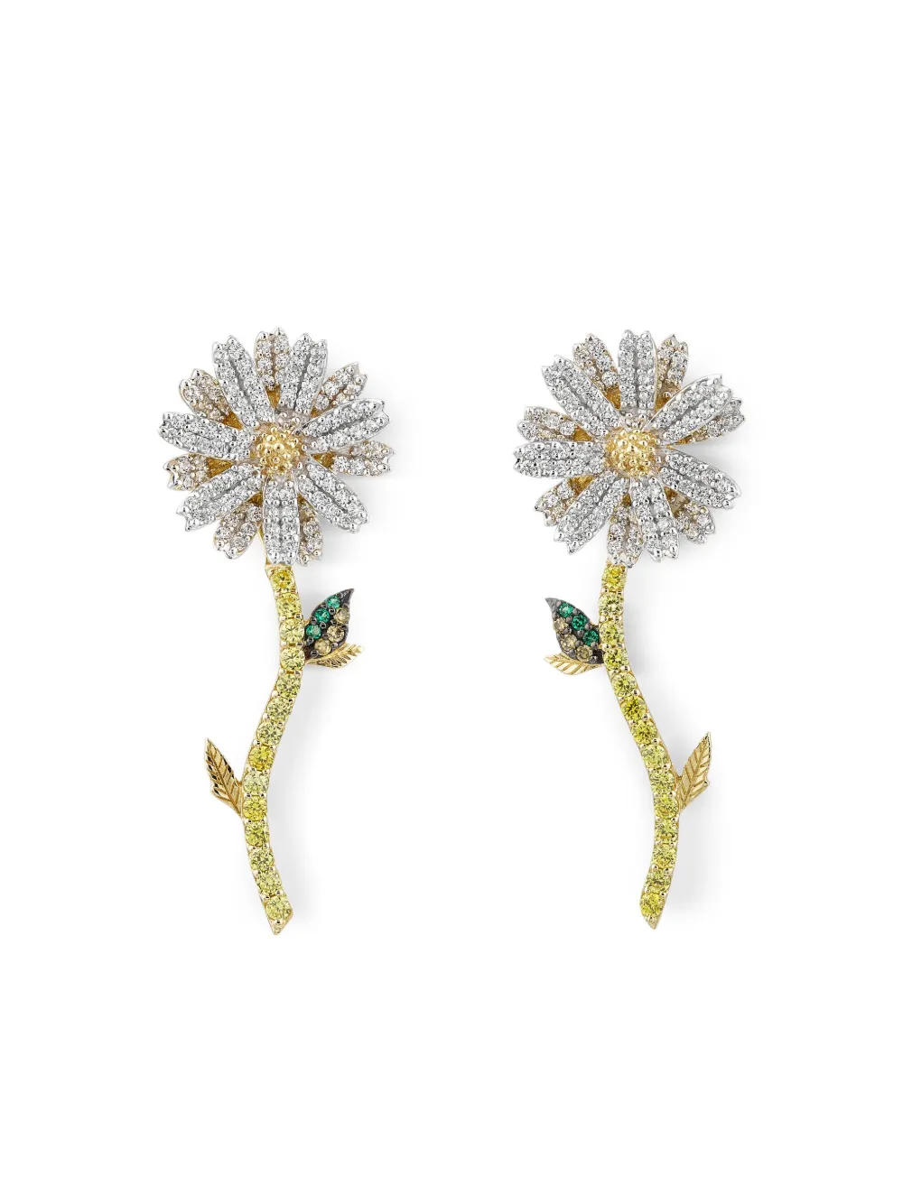Anabela Chan 14K gold Daisy laboratory-grown diamond and emerald earrings | Silver | Image 1