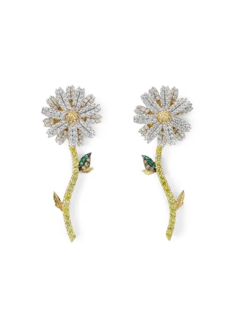 Anabela Chan 14K gold Daisy laboratory-grown diamond and emerald earrings