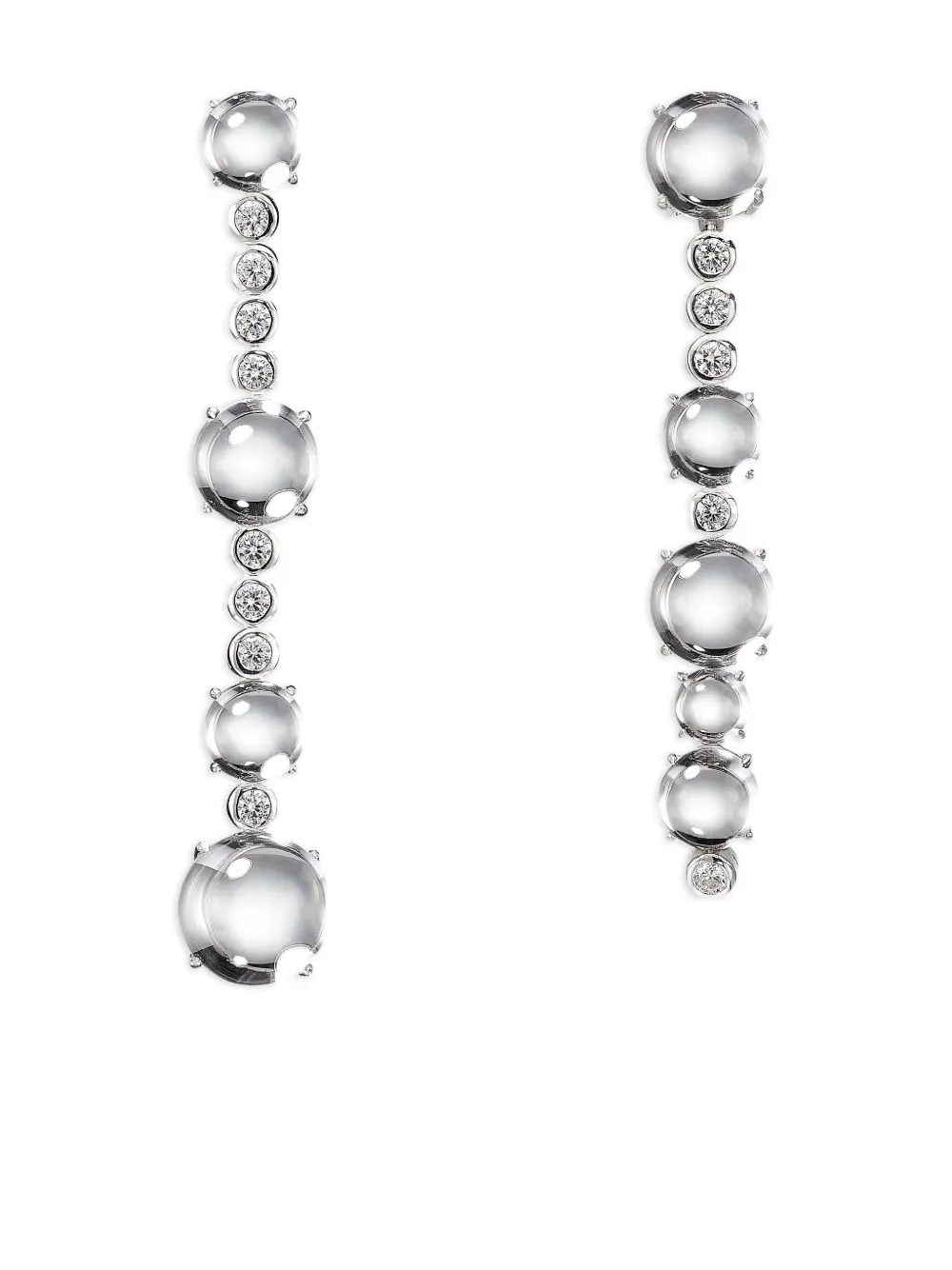 Anabela Chan 14k White Gold And Rhodium Vermeil Dusk & Dawn Morse Code Sapphire Earrings In Silver