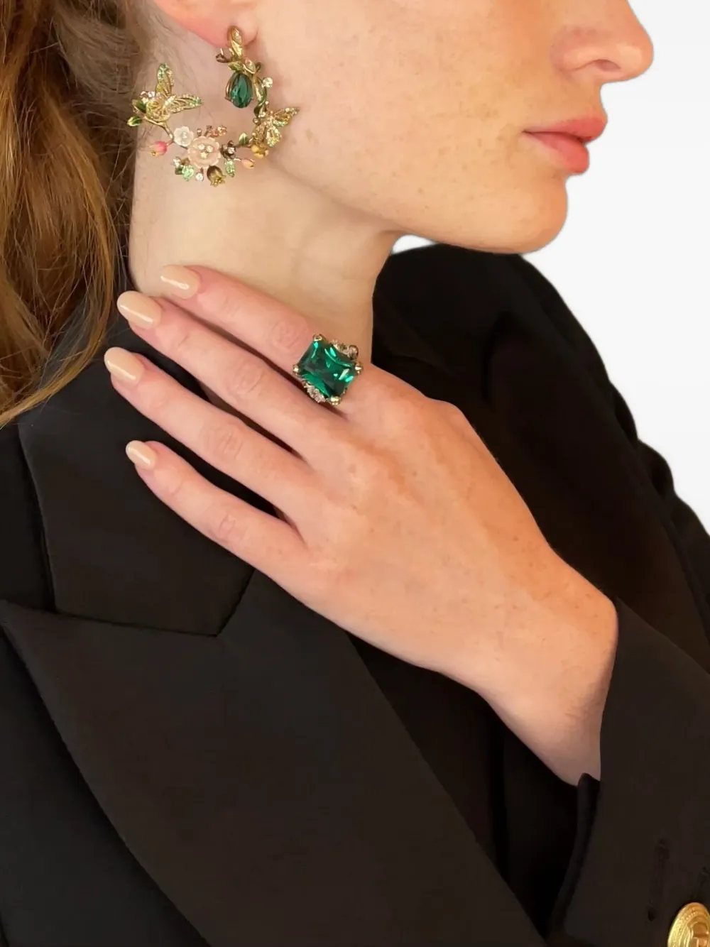 Anabela Chan 18kt gold vermeil Butterfly Garland multi-stone and diamond clip-on earrings | Image 2