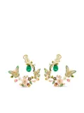Anabela Chan 18kt gold vermeil Butterfly Garland multi-stone and diamond clip-on earrings - Green