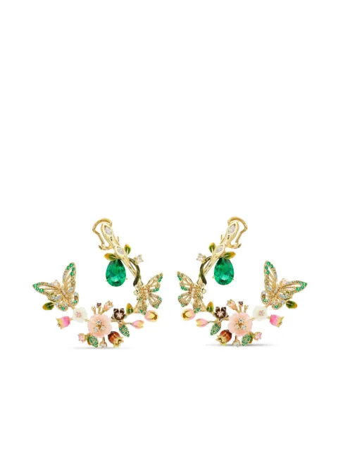 Anabela Chan Par de brincos Butterfly Garland em ouro vermeil 18k com diamante e pedraria