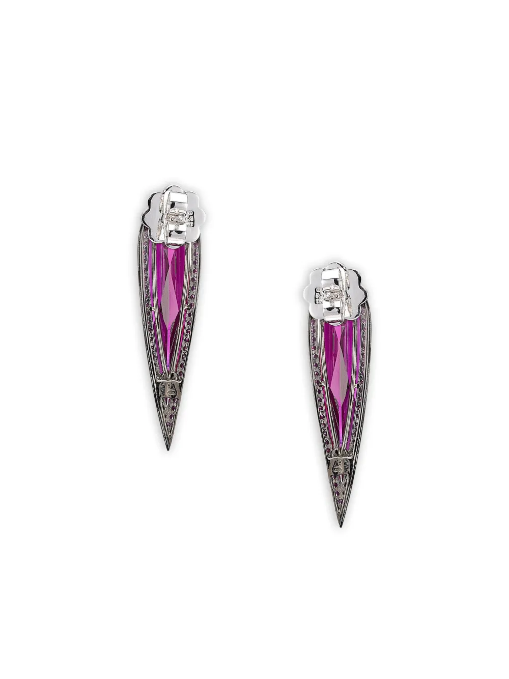 Anabela Chan 14k White Gold And Black Rhodium Vermeil Glimmer Ruby Earrings In Pink