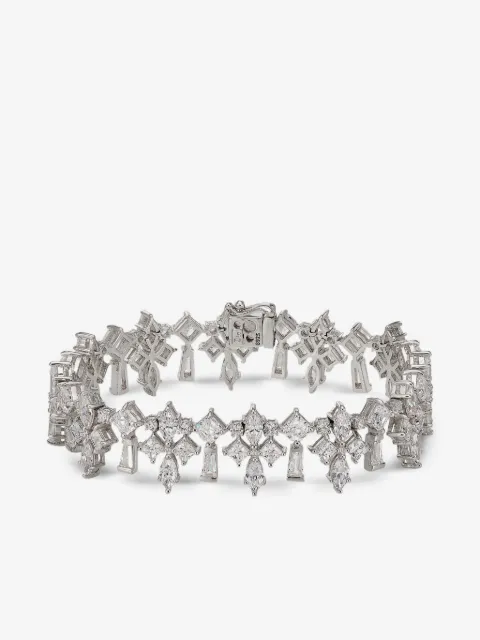 Anabela Chan Bracciale Fleur-De-Lys in oro bianco 18 carati con diamanti