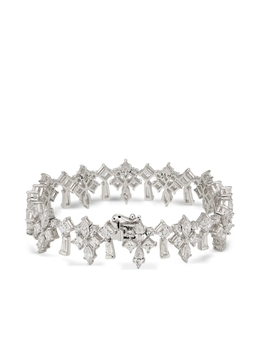 Anabela Chan 18kt White Gold Fleur-de-lys Diamond Bracelet In Metallic