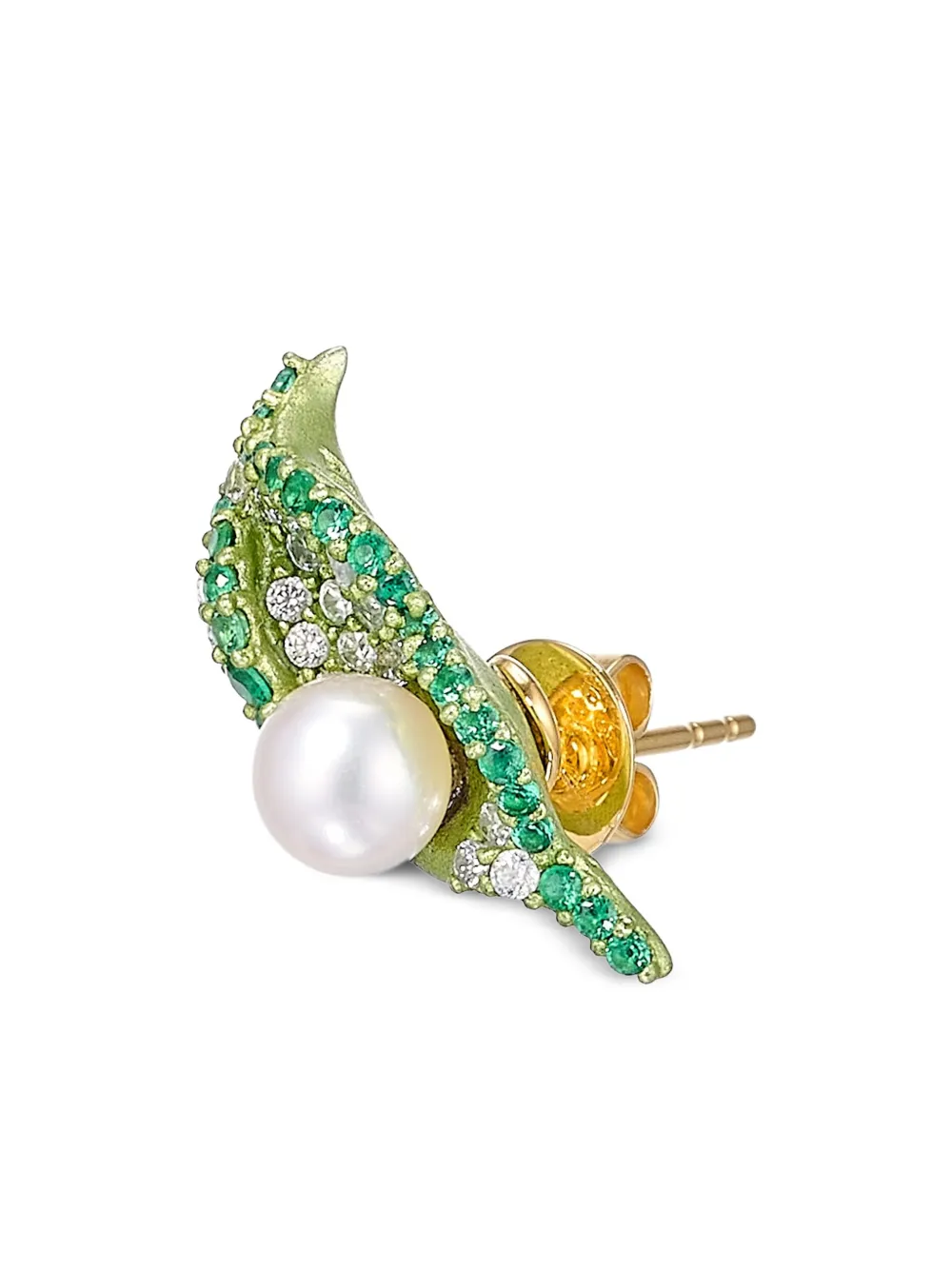 Anabela Chan 18k Yellow Gold Citrus Dew Drop Petal Multi-stone Earrings In Green