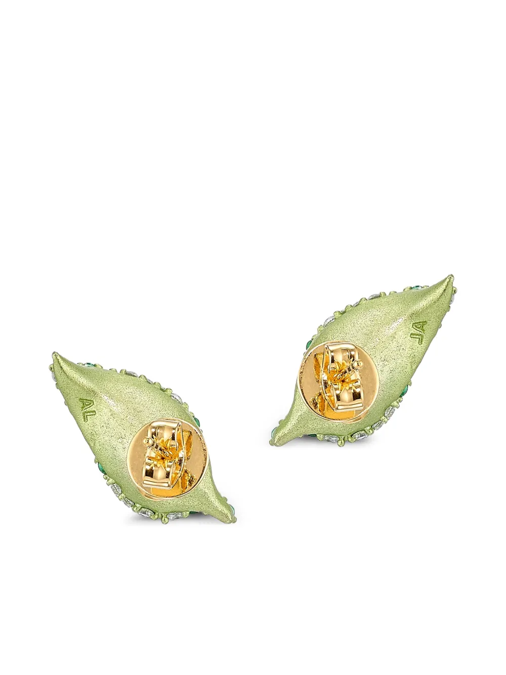 Anabela Chan 18k Yellow Gold Citrus Dew Drop Petal Multi-stone Earrings In Green