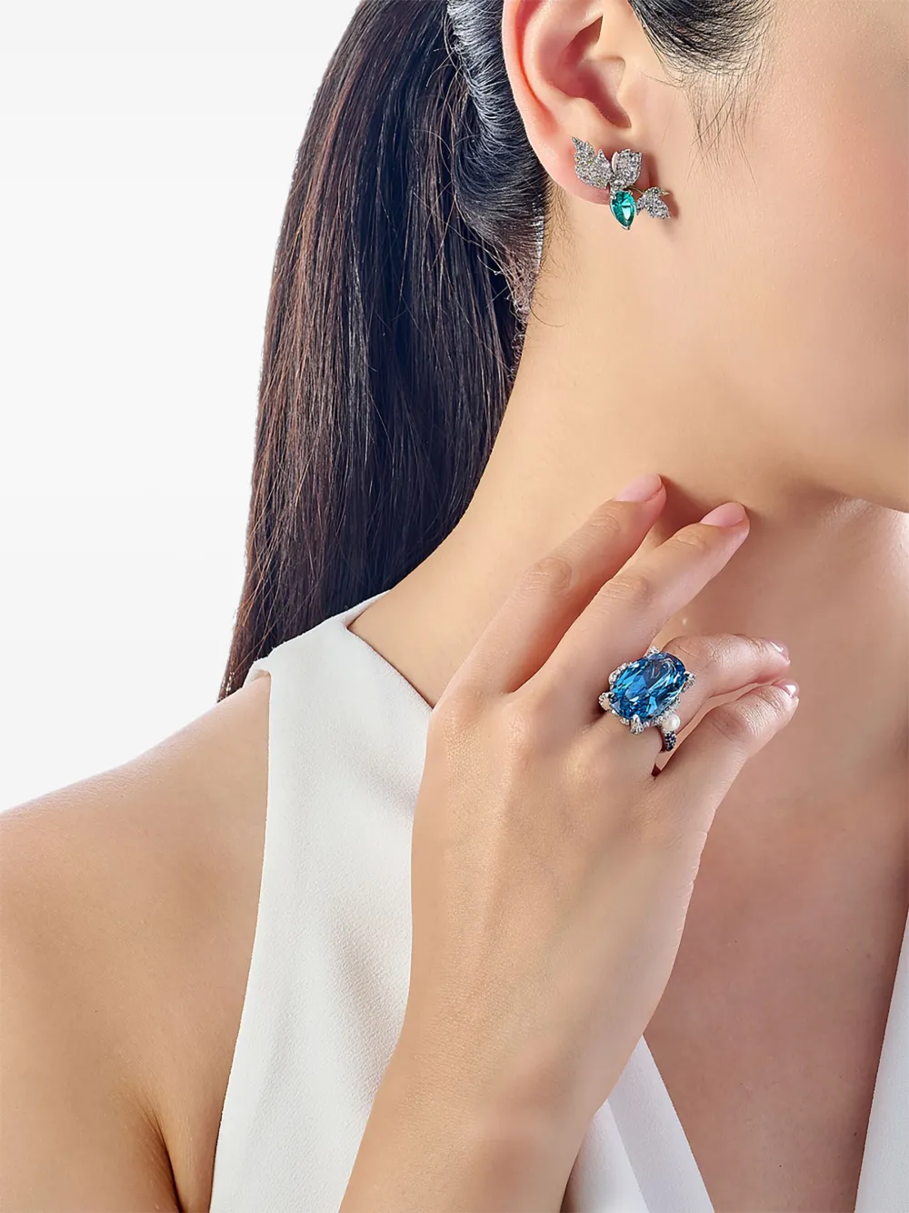 Anabela Chan 18k Gold Vermeil Paraiba Garden Butterfly Multi-stone Earrings In Metallic
