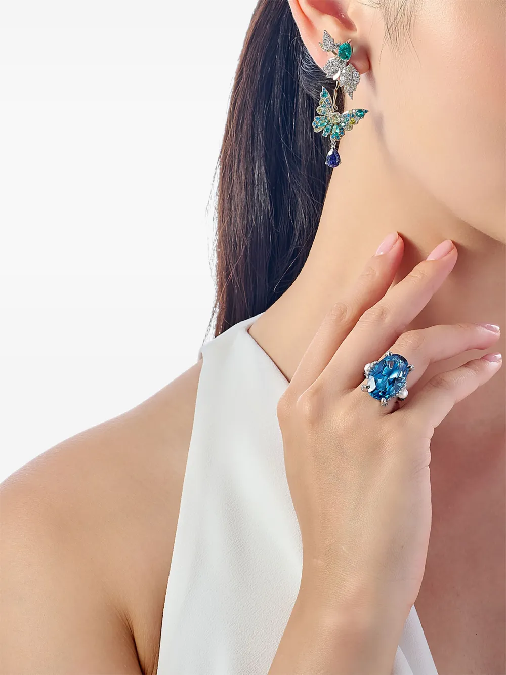Anabela Chan 18k Gold Vermeil Paraiba Garden Butterfly Multi-stone Earrings In Metallic