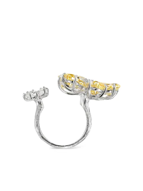 Anabela Chan Anello Daisy Flower in oro bianco 18 carati