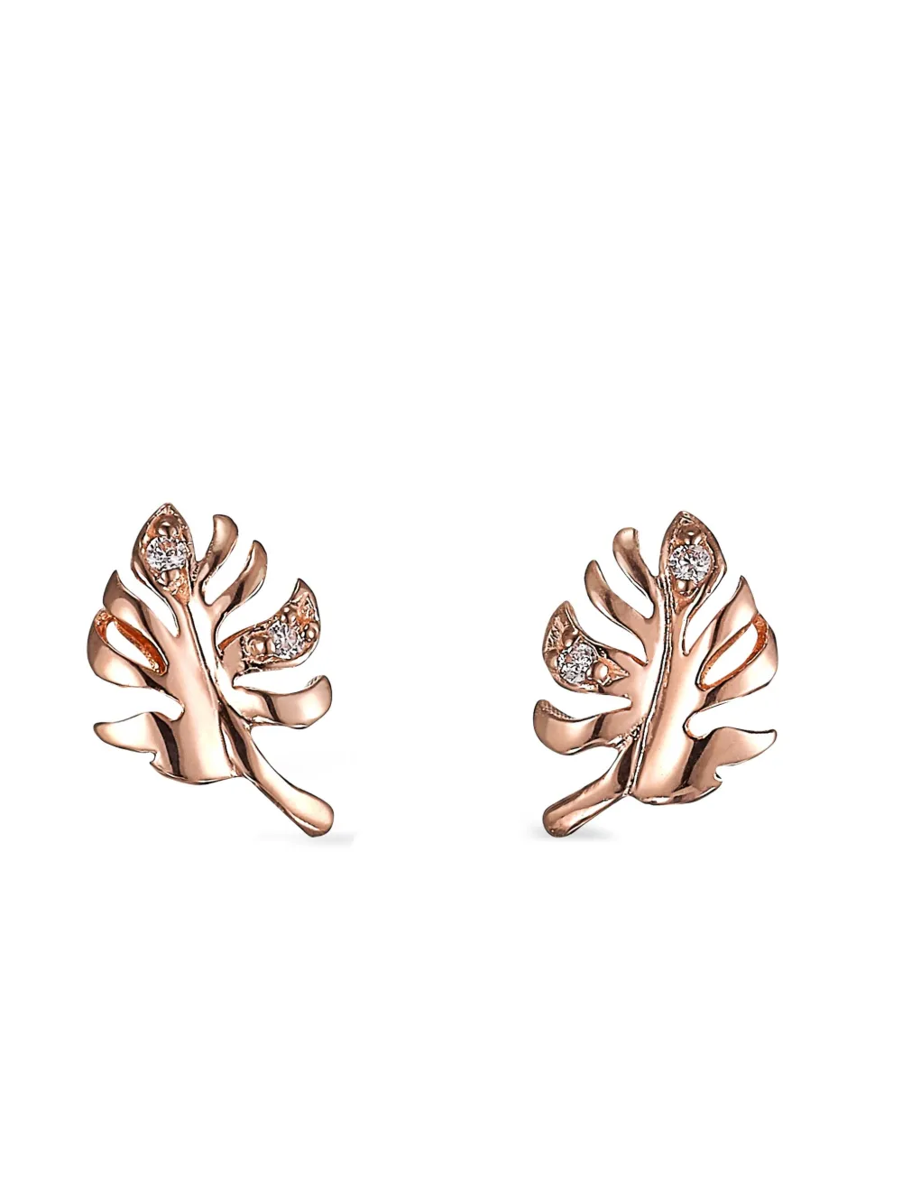 Anabela Chan 18K gold Palm diamond earrings | Pink | Image 1