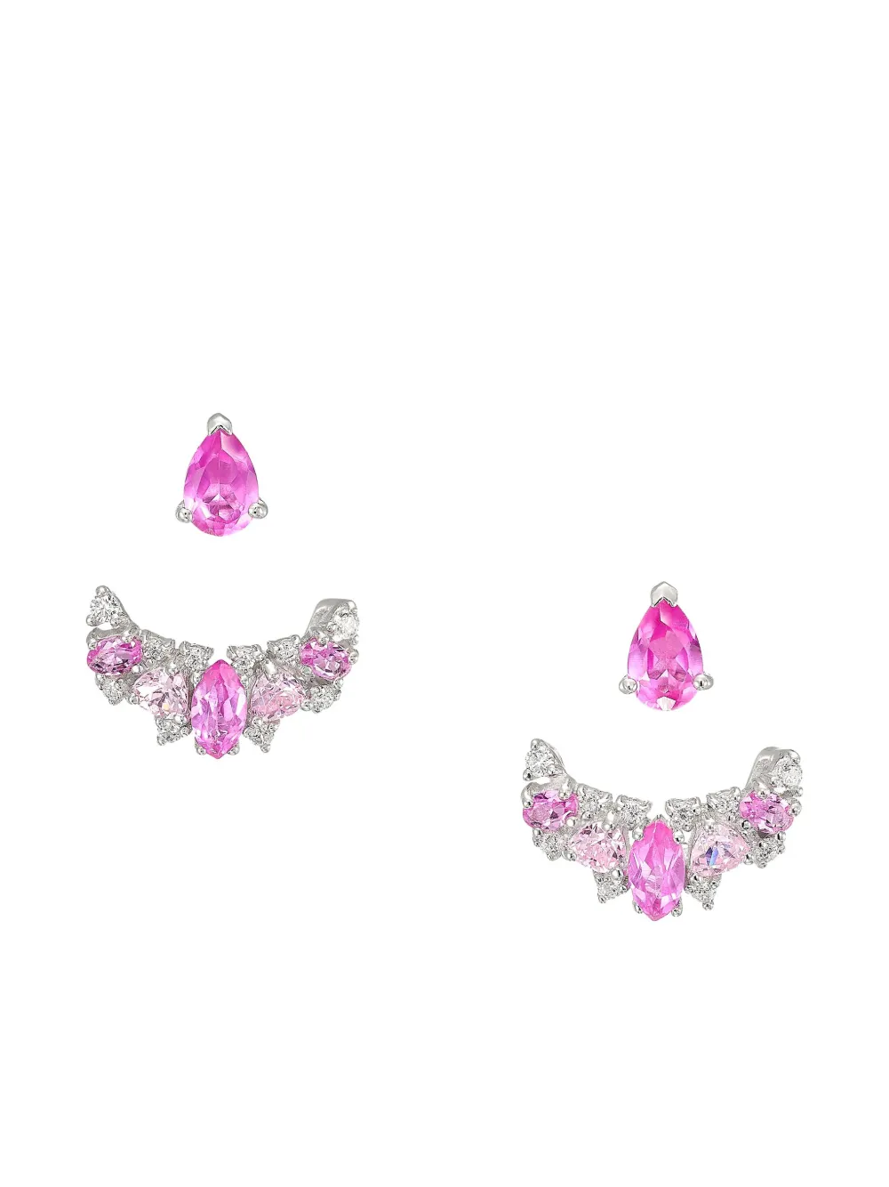 Anabela Chan Orecchini Twinkle Ear Jackets in oro bianco 18 carati con diamanti e zaffiri - Rosa
