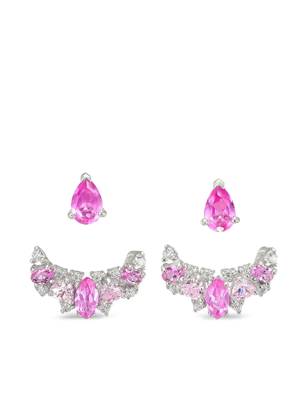 Anabela Chan 18kt white gold Twinkle Ear Jackets sapphire and diamond earrings | Pink | Image 1