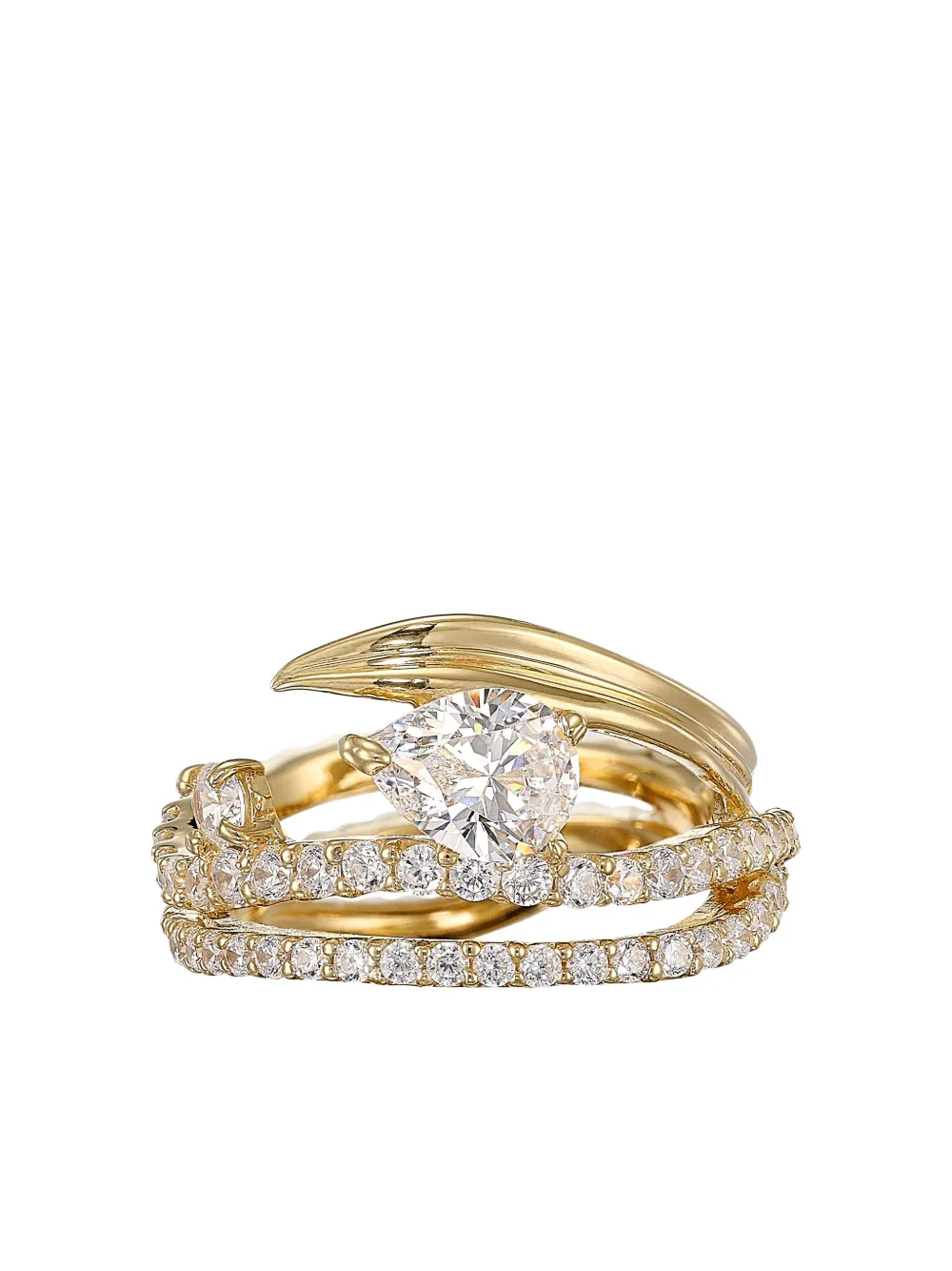 Anabela Chan Anello Blades of Grass in oro giallo 18 carati con diamanti