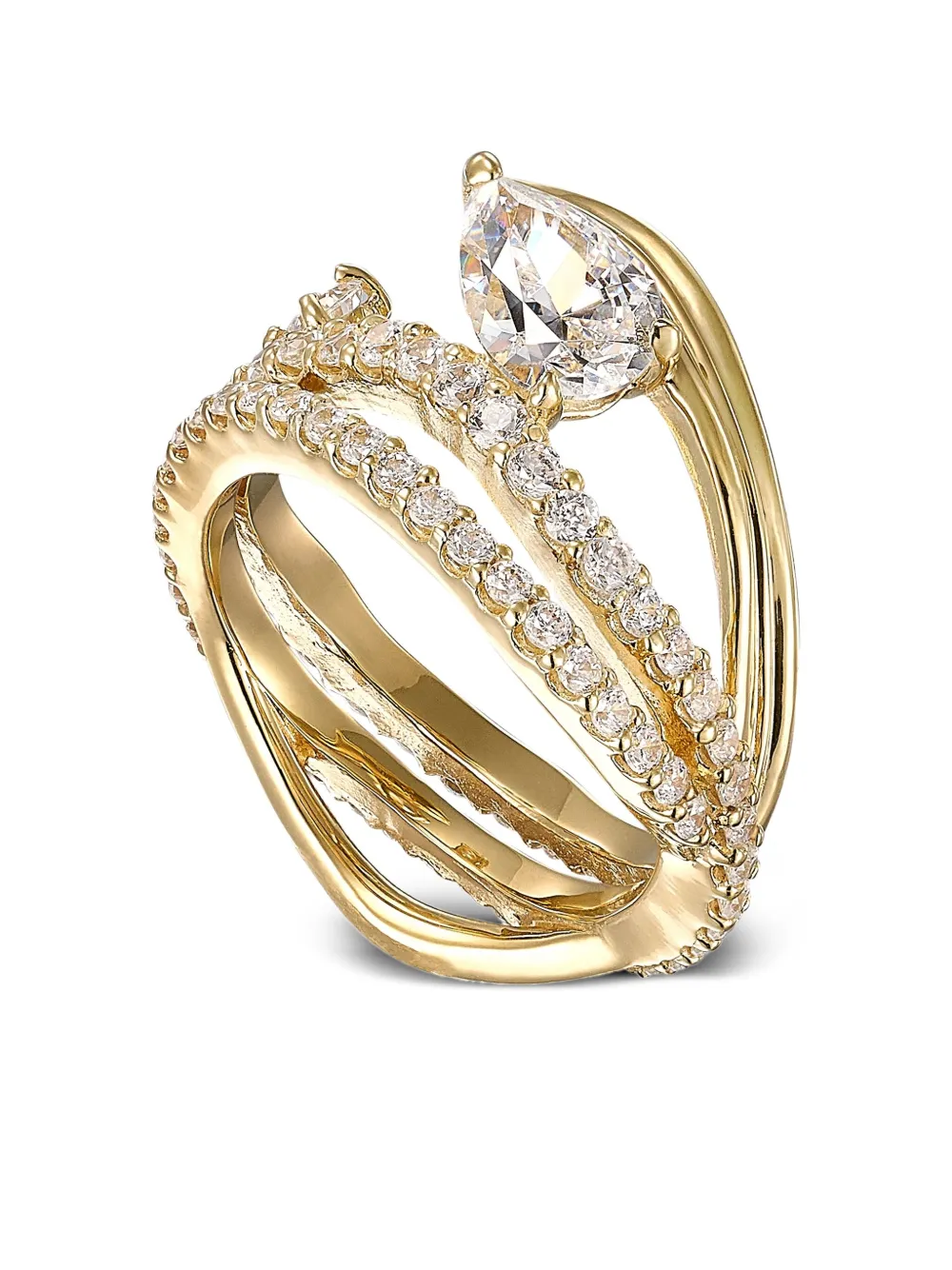 Anabela Chan 18k Yellow Gold Blades Of Grass Diamond Ring In Brown