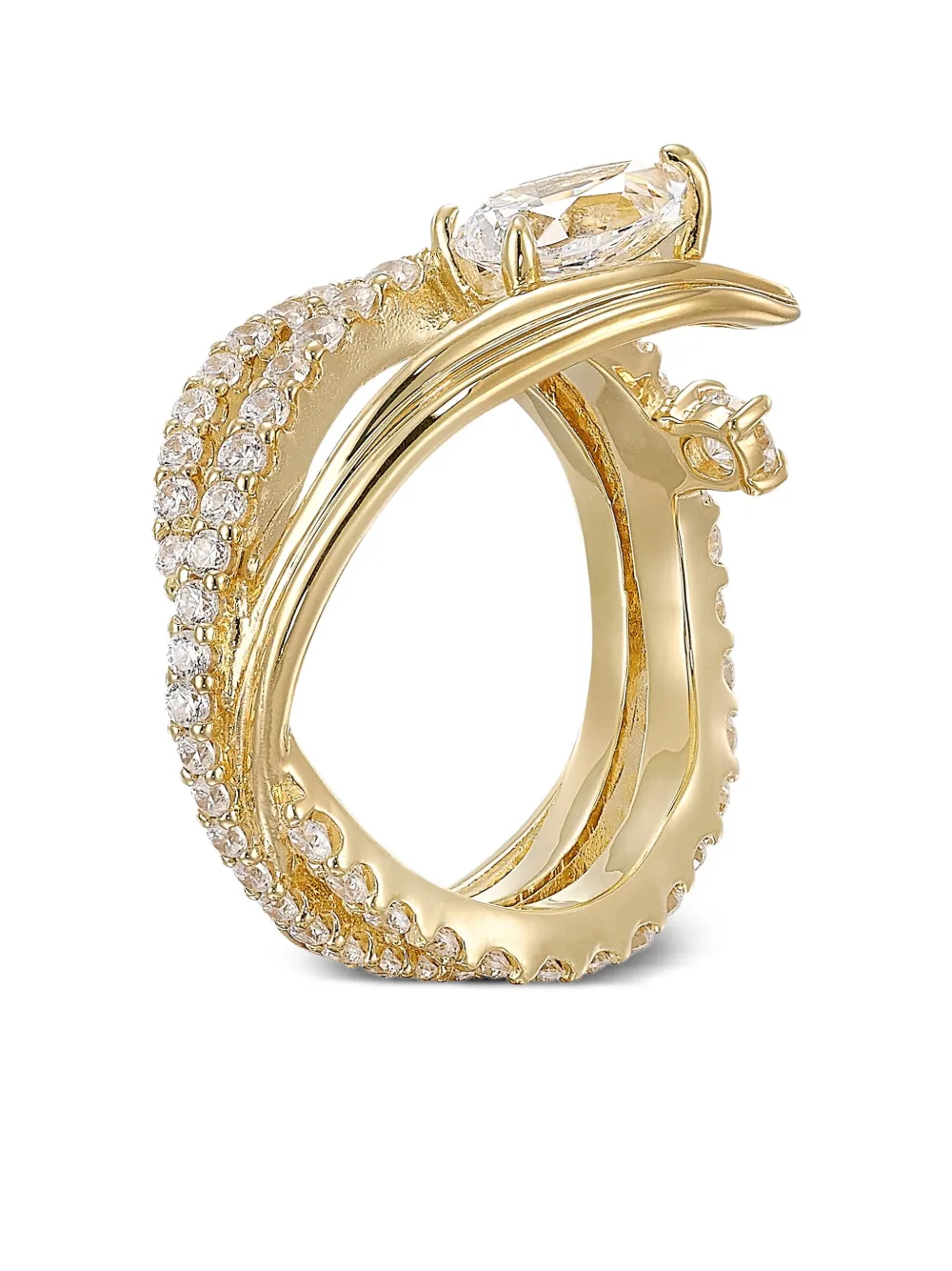 Anabela Chan 18k Yellow Gold Blades Of Grass Diamond Ring In Brown