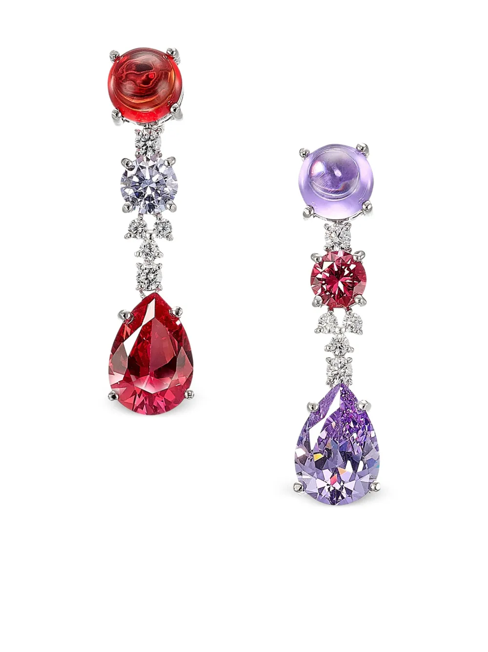 Anabela Chan 18kt Tutti Frutti Weißgoldohrringe - Silber