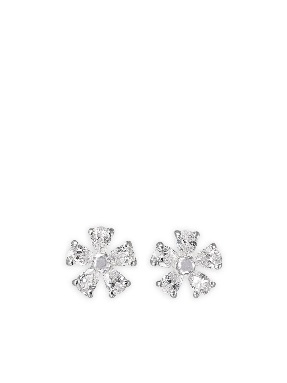 Anabela Chan 14k White Gold And Rhodium Vermeil Mini Marguerite Diamond Earrings In White