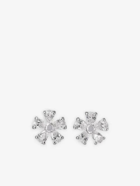 Anabela Chan 14K white gold and rhodium vermeil Mini Marguerite diamond earrings