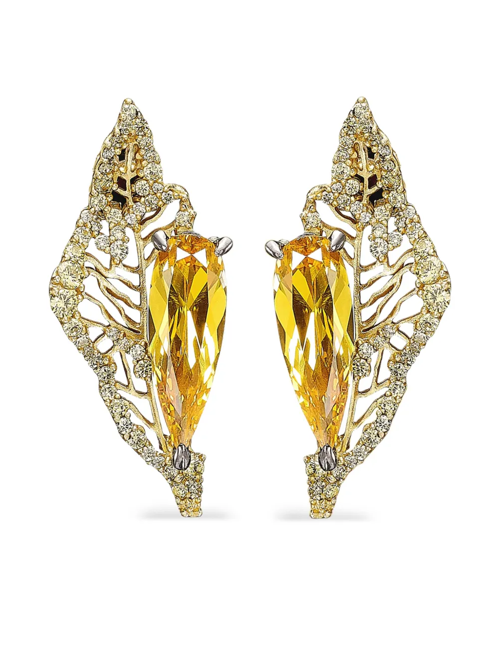Anabela Chan 14k Yellow Gold And 18k Gold Vermeil Halia Citrine And Diamond Earrings In Gold