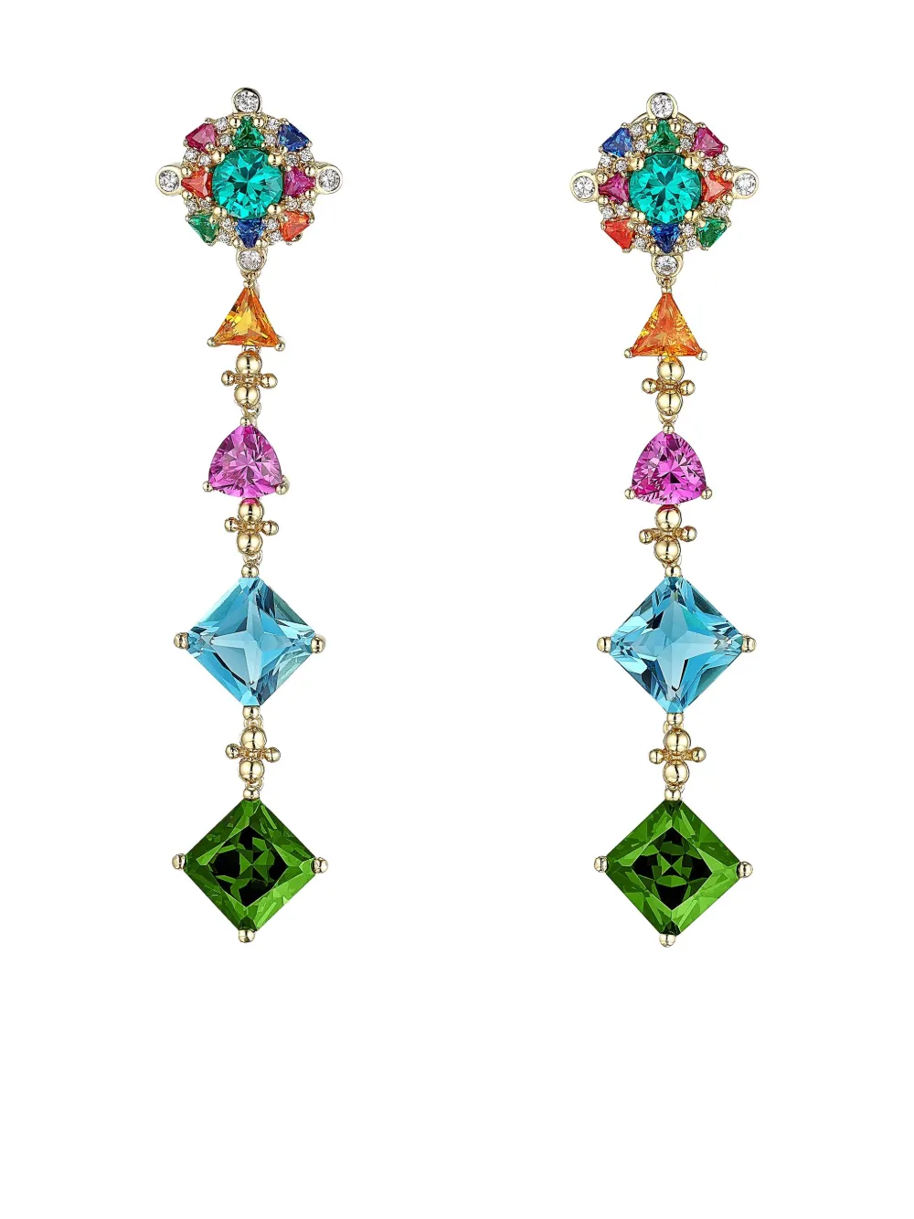 Anabela Chan Orecchini a clip Tropical Paradise in oro vermeil 18 carati con pietre e diamanti - Blu