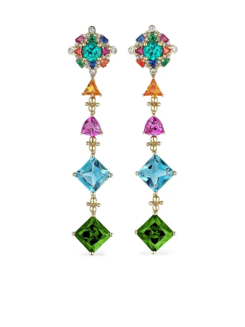 Anabela Chan aretes de clip Tropical Paradise en oro vermeil de 18kt con diamantes y gemas