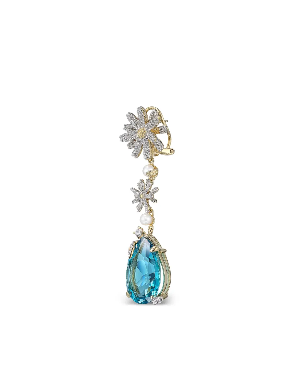 Anabela Chan 18k Gold Vermeil Aqua Daisy Multi Stone Drop Earrings In Metallic
