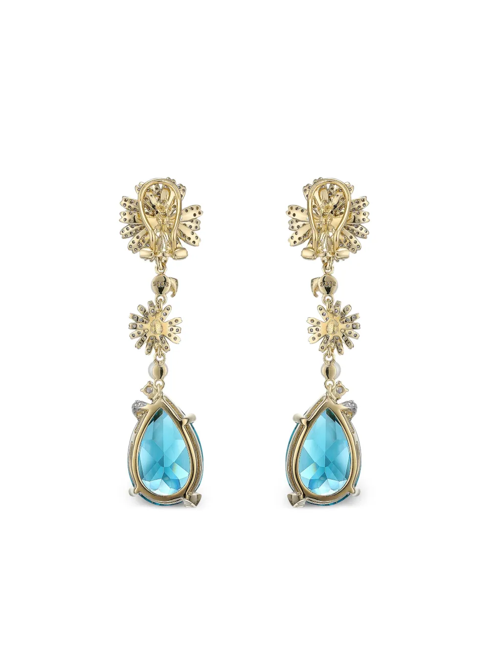 Anabela Chan 18k Gold Vermeil Aqua Daisy Multi Stone Drop Earrings In Metallic